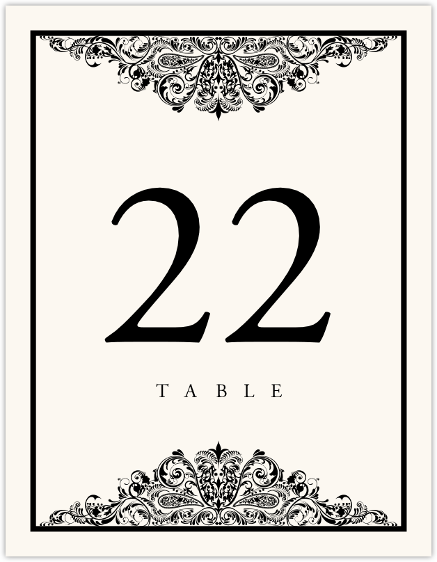 Paisley Power Vintage Flourish Wedding Table Numbers