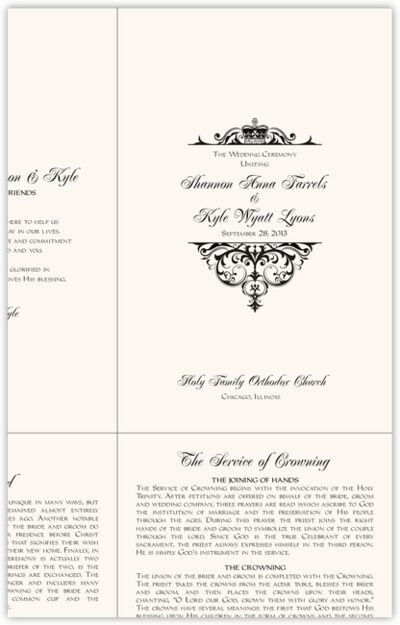 Wedding Program Wording on Wedding Program Wording Templates For Greek And Russian Orthodox