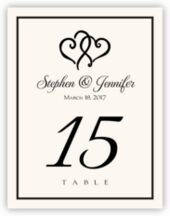 Linked Hearts Wedding Table Number Cards
